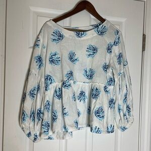 SOLE by Mare Sole Amore LINEN BLEND BLOUSE IN shell print - LARGE